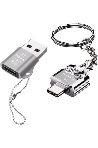 Generic قارئ بطاقات USB C Micro SD مع سلسلة مفاتيح، قارئ بطاقات ذاكرة من النو...