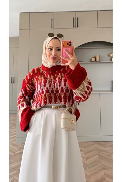Pia Collection ÇOK RENKLİ BALON KOL TRİKO KAZAK-MAVİ KAZAK-KIRMIZI KAZAK-LACİ...