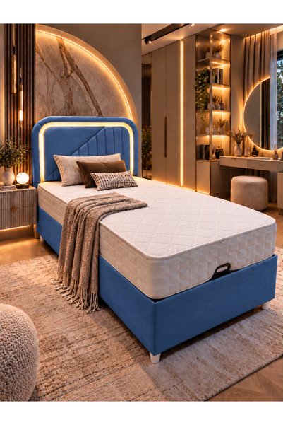 Setay İkili Baza Seti, Lyon Ledli Tek Kişilik Baza Başlık Seti - 90x190 cm