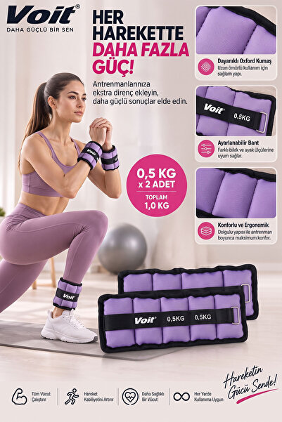 Voit 0.5 KG x 2 Adet Ayarlanabilir El ve Ayak Bilek Ağırlığı, Cırt Cırtlı Fit...
