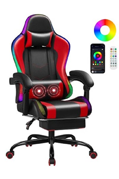 Generic Brand Καρέκλα Gaming RGB LED Κόκκινο-μαύρο
