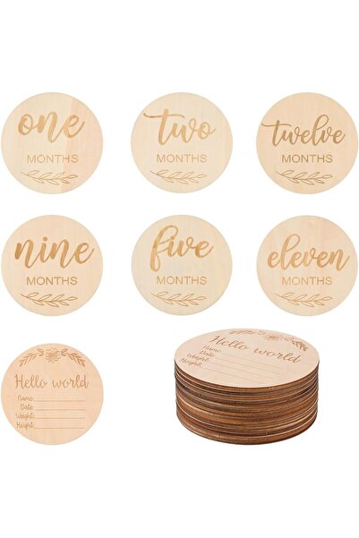 Generic 14 Piece Wooden Baby Monthly Milestone Photo Cards, Baby Announcement...