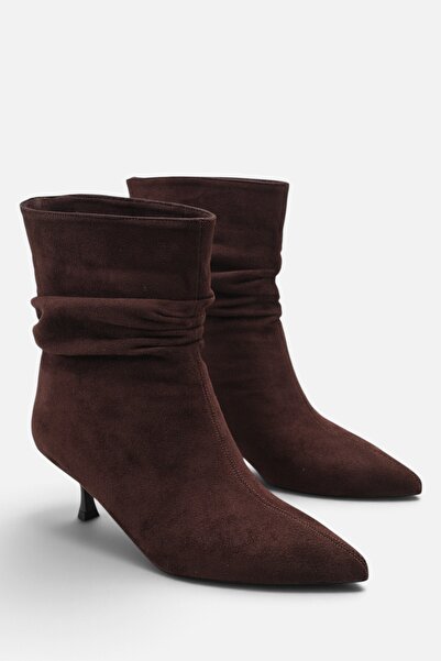 Liza Shoes Cizme de damă POLLY din piele intoarsa maro cu toc scurt A003-K006