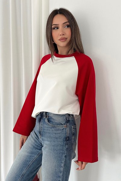 Noa&Noa Hanorac de bază pentru femei, cu mâneci raglan și decolteu tip crew neck
