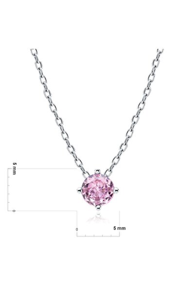 Generic Brand Colier din argint 925 rodiat cu zirconie roz deschis 5 mm