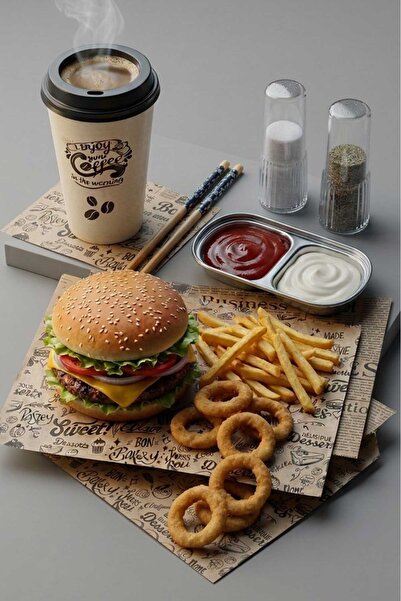 HOMENIVA Fast Food Presentation Set 5 Pieces – 500 ml Cup with Lid, Sauce Bow...