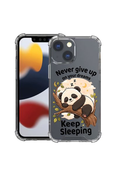bestcase Противоударен калъф за Apple iPhone 13, Панда  "Никога не се предава...