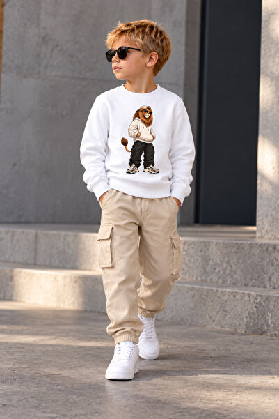 Cool Aslan Baskılı 3 İplik Şardonlu Çocuk Sweatshirt