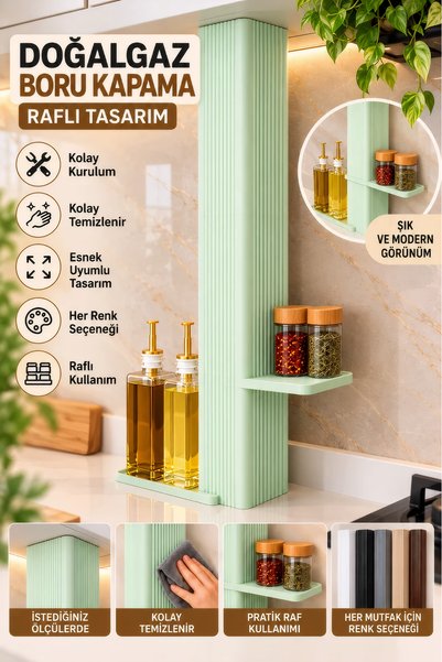 Arvina Atelier Ölçüye Özel Raflı Doğalgaz Borusu Gizleme ve Kapama | Dekorati...