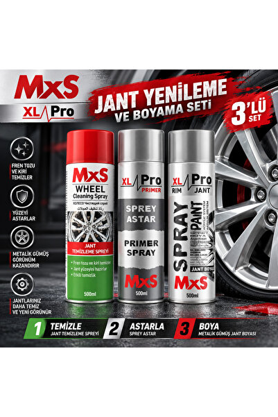 MxS Jant Yenileme ve Boyama Seti 3’lü – Jant Temizleyici + Gri Astar + Metali...