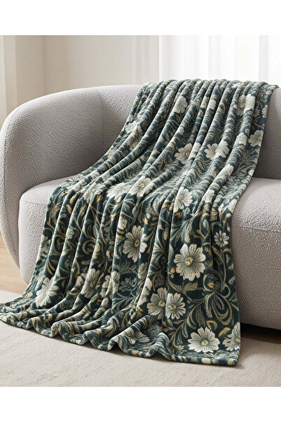 REDTAG Green Floral Printed Blanket (200 x 150 cm)