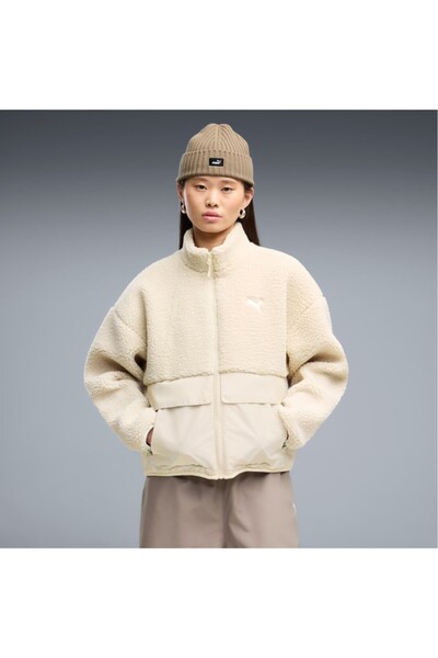 Puma Re:Fibre Sherpa سترة نسائية باللون البيج بتصميم كاجوال 69456787