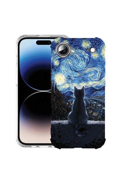 bestcase Husă Antișoc pentru Apple iPhone 17 Air, Pisică în Noaptea Înstelată...