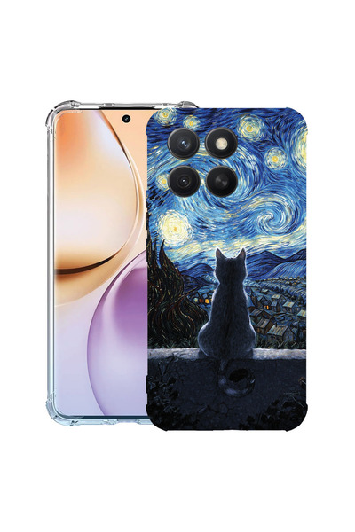bestcase Αντικραδασμική Θήκη για Honor 400 Smart / X7d, Γάτα στην Έναστρη Νύχ...