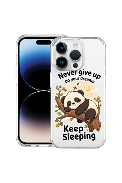 bestcase Противоударен калъф за Apple iPhone 15 Pro, Панда  "Никога не се пре...