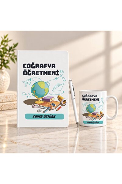 Kişiye Özel Öğretmen Hediye Seti – Branş Tasarımlı Defter, Kupa ve Kalem