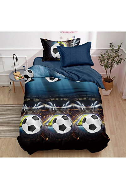 decorami Σεντόνια κρεβατιού 140x200εκ., 4 τεμάχια, με ελαστικό, Μπλε, ποδόσφαιρο