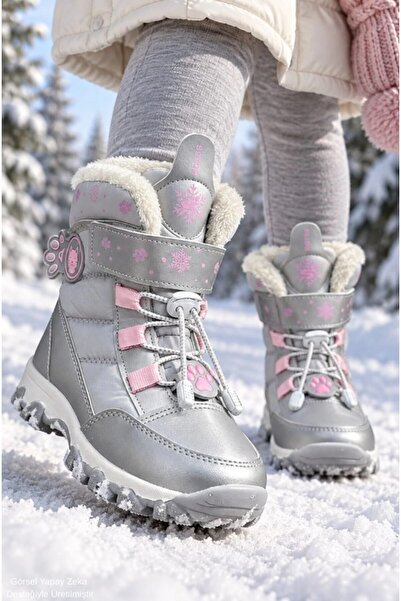jadeer Girl's Snow Boots Silver 26-30 6860