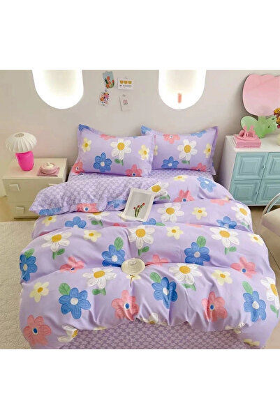 decorami Bed linen 1 PERSON, FINE, 4 pieces, Purple, flowers
