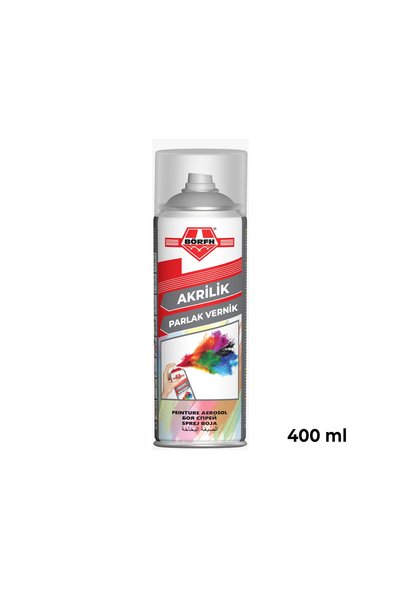 Börfh Akrilik Parlak Vernik Sprey 400 ml Ahşap Metal Plastik Uyumlu Hızlı Kur...