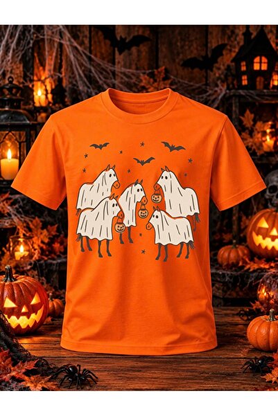 barsdepo Tricou cu imprimeu fantomă tematică HALLOWEEN, unisex, 100% bumbac (...