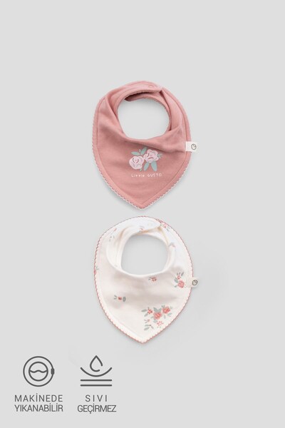 Little Gusto Set of 2 Liquid-Proof Organic Cotton Bandana Bibs Ecru Newborn