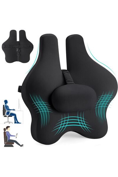 Generic Adjustable Lumbar Support Pillow for Office Chair, Memory Foam Back C...