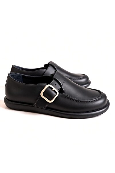 NE&VE SHOES Crne kožne cipele sa kopčom i elastične ženske cipele za slobodno...