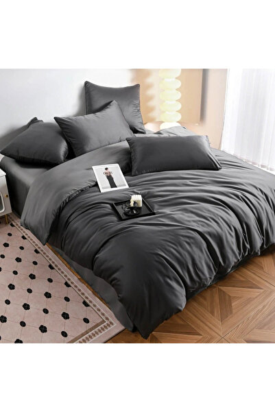 decorami Luxury Double Duvet Cover Set , Silk type, 6 pieces, gray