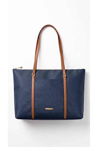CELESTIAL COLLECTION Kemer Detaylı Ön Cepli Shopper Kumaş El ve Omuz Çantası