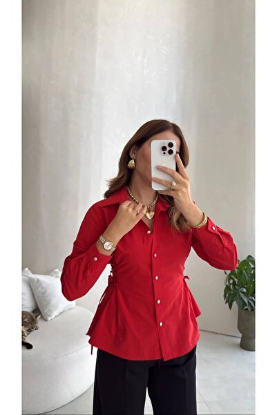 Bak'ap Cămașă din poplin premium, în tendințe, cu legături la talie