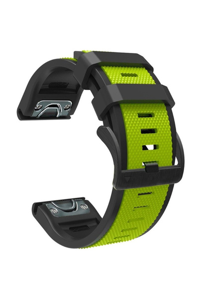 XGSM Curea din silicon Quickfit 22mm pentru Garmin, Verde lime / Negru