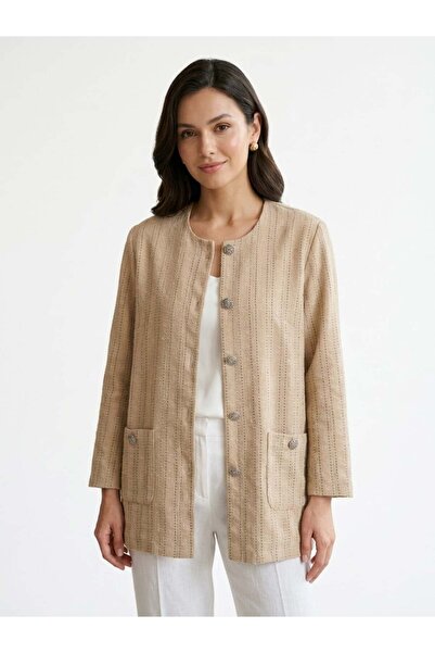 Nelly Striped Pocketed Short Jacket