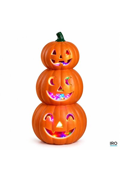 IRO Διακόσμηση για το Halloween με 3 στοιβαγμένες κολοκύθες και περιστρεφόμεν...