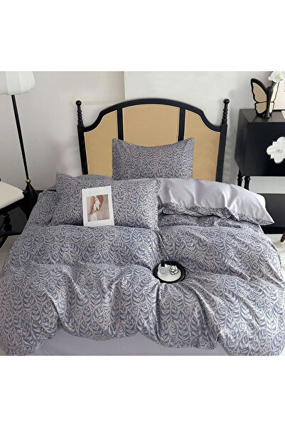 decorami Bed linen 1 PERSON, FINE, 4 pieces, Gray, leaves