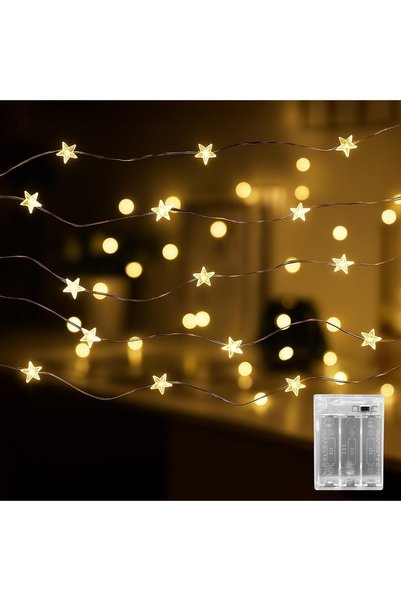 Generic أضواء زينة على شكل نجوم تعمل بالبطارية، 3 أمتار، 30 مصباح LED
