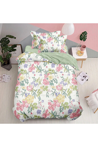 decorami Lenjerie pat 140x200cm, FINET, 4 piese, cu ELASTIC, Alb, Verde, Roz,...
