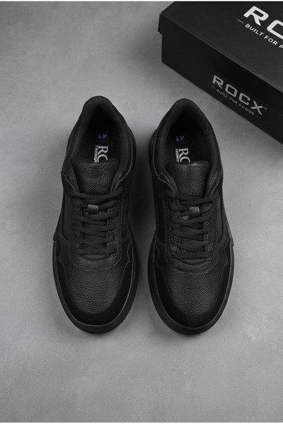 ROCXPOWER Suni Deri & Süet Detaylı Ortopedik Siyah Erkek Sneaker Günlük Spor Ayakkabı