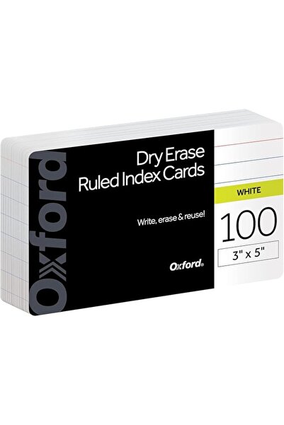 Oxford بطاقات فهرسة قابلة للمسح الجاف، مقاس 3×5 بخطوط، بطاقات تعليمية قابلة ل...