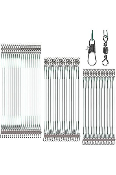 GENERAL 60Pcs Fishing Wire Leaders Stainless Steel Wire Leaders - with Swivel...