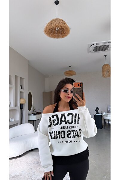 Buket Teke Boyundan Atlet Detaylı Chicago Tarz Sweatshirt
