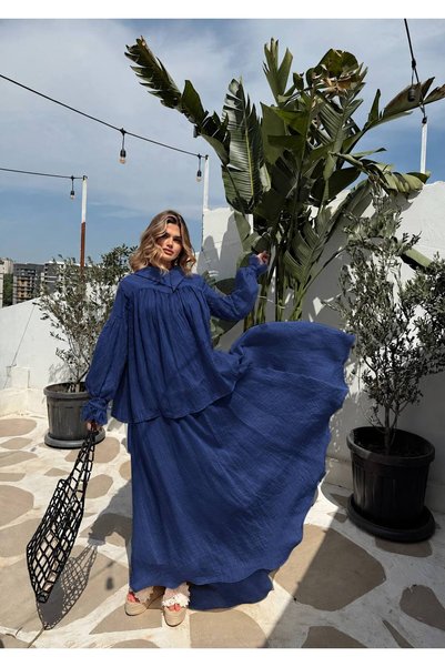 RAMİLÉ Kadın Beyaz Bluz Etek 2’li Takım