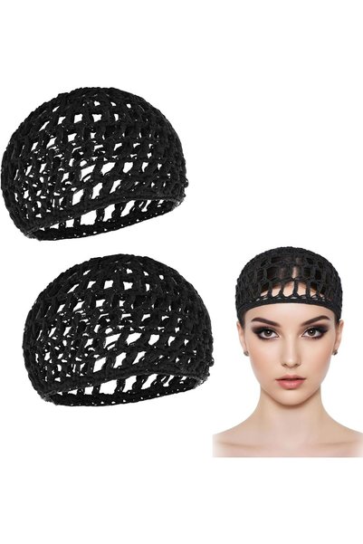 Generic 2-Pack Black Mesh Sleeping Hair Nets - Protects Hair & Wig During Sle...