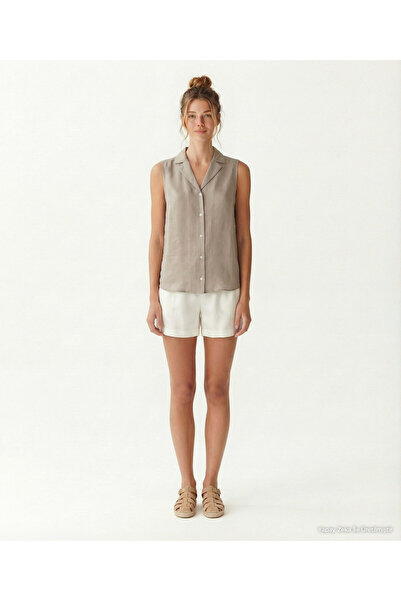 Yargıcı Regular Shirt Collar Sleeveless Blouse