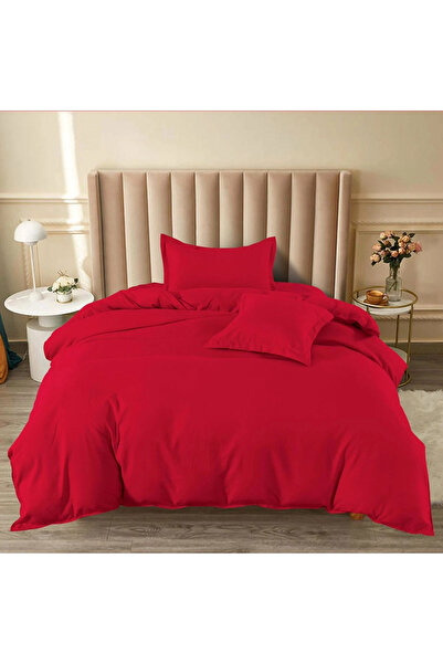 decorami Bed linen 140x200cm, FINE Cotton , 4 pieces, with Stretchy, Red