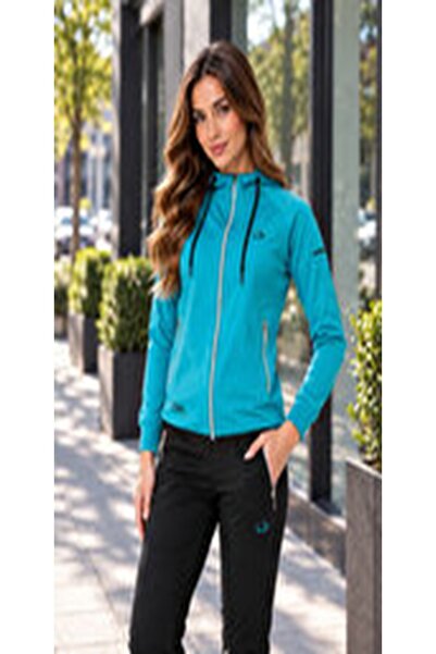 TR Zeyra Women's Elegant Stretch Fabric Zippered Sports Suit Set