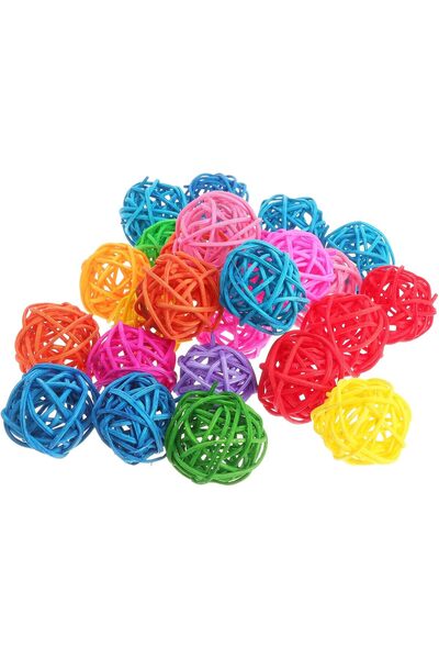 Generic 50pcs 3cm Bird Toy Rattan Balls Parrot Wicker Balls Colorful Chewing ...