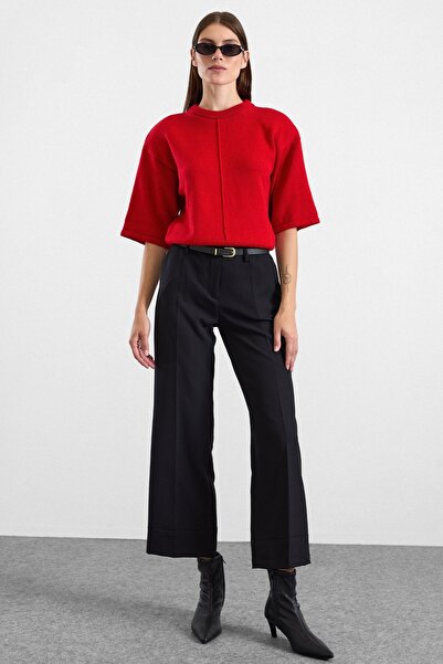 Olcay Double Leg Trousers with Belt Accessories Black 7591