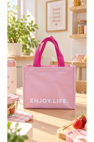 Miniso Lisanslı Letter Termal Yiyecek Çantası 24 x 14 x 20 cm – Pembe