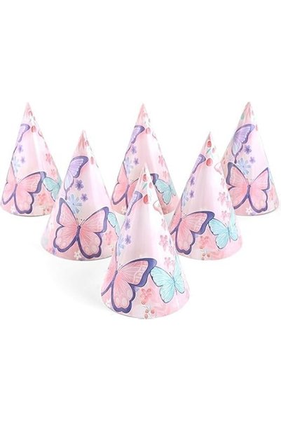 KASTWAVE 12 PCS Adjustable Party Hats for Kids and Adults, Butterfly Theme Bi...